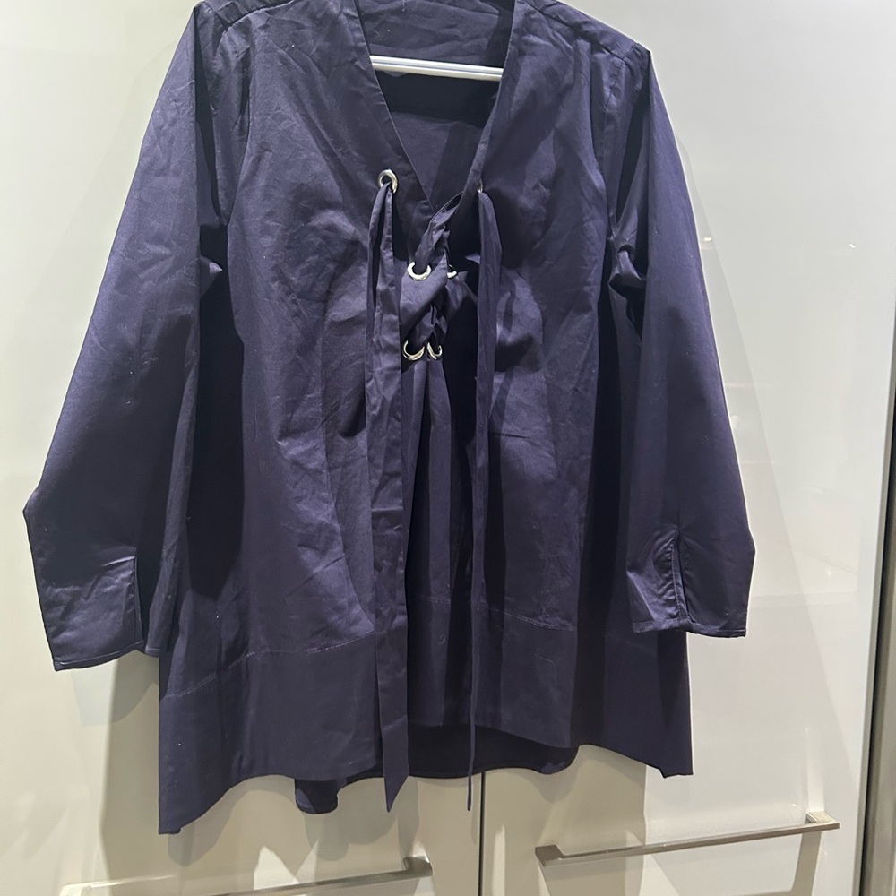 Purple Lace-Up Blouse